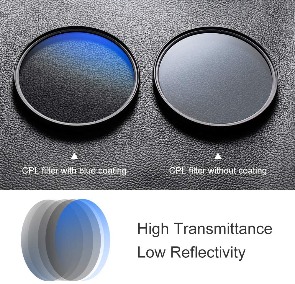 Otočný polarizačný slim CPL filtr - K&F Concept Pro - Oplické sklo a hliník 37-82 mm 2